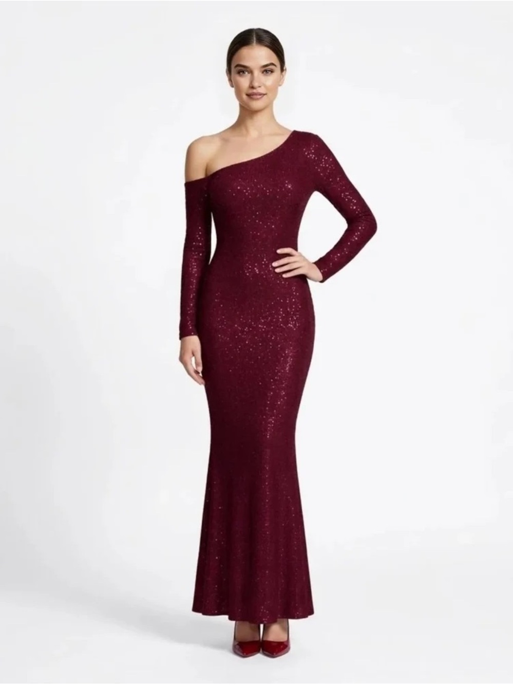 Red sparkly maxi dress